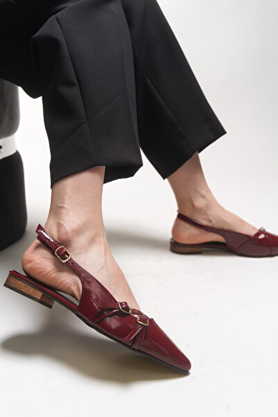 Riccon Elyenlana Women's Pointed Toe Heeled Shoes 0012110 Claret Red Patent Leather