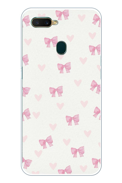 TechTree Oppo A5S- AX7 - A12 Uyumlu Fiyonklar ve Pembe Kalpler Şeffaf Silikon...