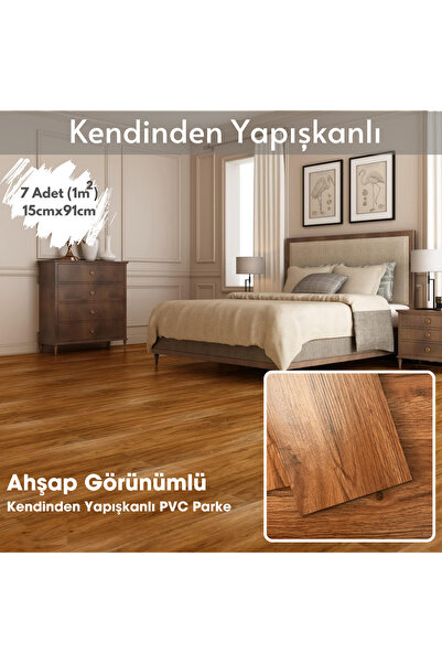 Vendyl Kendinden Yapışkanlı PVC Parke | Laminant Görünümlü Zemin Kaplama (7 A...