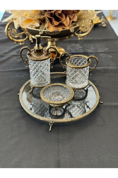 Santara طقم حمام زجاجي من Avangarde Crystal Antique مكون من 4 قطع