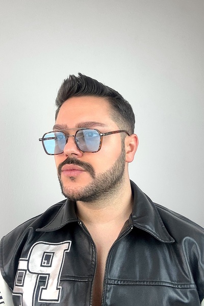 Roger Bacon نظارات شمسية زرقاء للرجال UV400 زجاج فائق