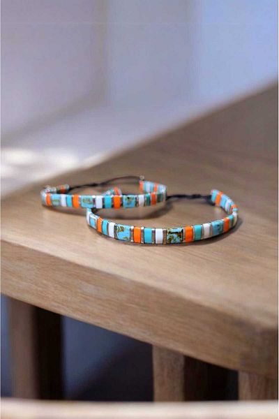 Atölye Olcay Eser Unisex Hematite Natural Stone Silver Miyuki Tila Bracelet