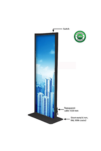 Snapper Siyah Alüminyum Leda Manyetik Totem (Fuar Toplantı Tanıtım Reklam Tot...