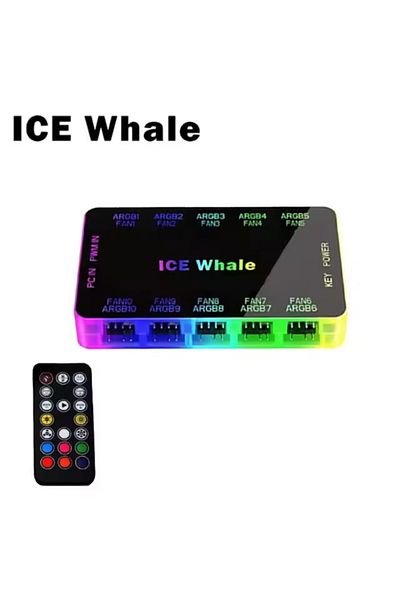 Choice حوت أسود Argb Ice Whale C10 1 إلى 10 Pwm&argb موزع مروحة علبة Sata واجهة طاقة موزع 4 سنون Pwm 3 سنون A