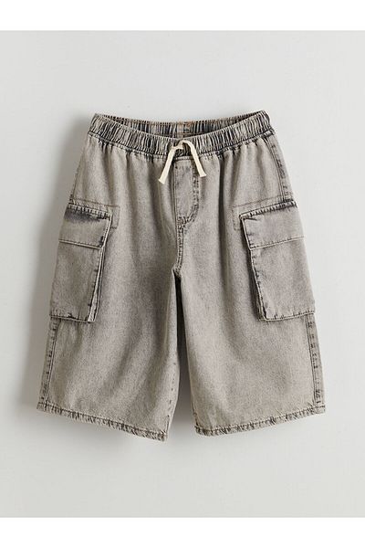 LC Waikiki Boy's Cargo Jean Shorts with Elastic Waist