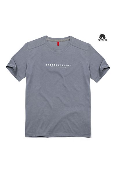 Cottonland Ανδρικό T-Shirt ACADEMY Normal Cut O λαιμόκοψη χτενισμένο βαμβακερό ΜΠΛΕ ΓΚΡΙ