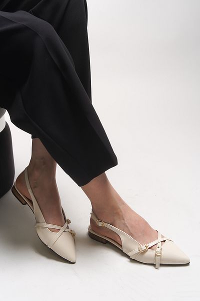Riccon Elyenlana Women's Pointed Toe Heeled Shoes 0012110 Beige Patent Leather