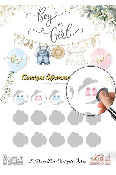 kidspartim Gender Party Scratch Guess Board Girl 34X48 cm