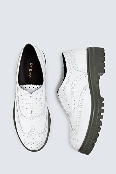 Deery Genuine Leather White Oxford Women's Shoes