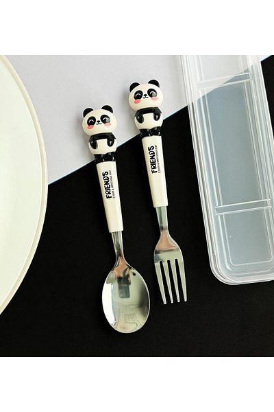 gifttime Cute Animal Panda Fork Spoon Set for Kids