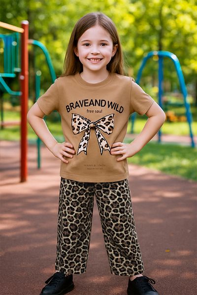 HÇM Girl's Summer Double Suit Leopard Printed B46