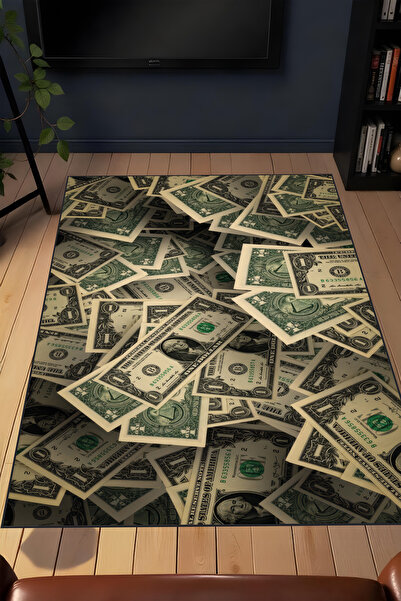 Liriya Makinede yıkanabilir dijital baskı Dolar Desenli Gamer Halısı kaymaz t...