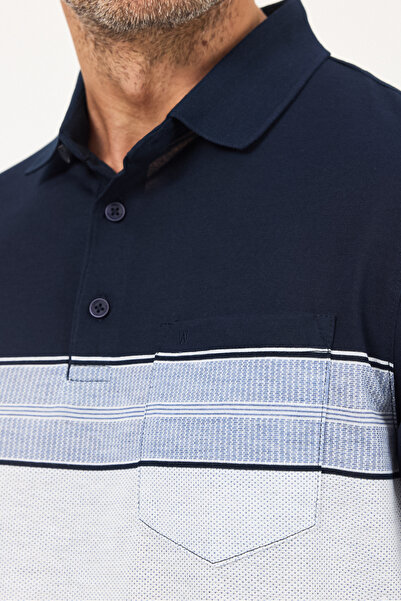 ENQUE Двоколірний поло з кишенями та коміром-поло з бавовняної тканини