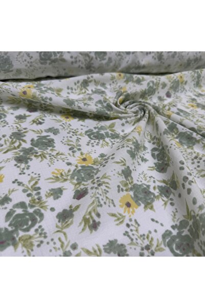 Yaren Ülker %100 Pamuk Çift Kat Müslin Kumaş Çıtır Çiçek Desenli Empirme Çift En