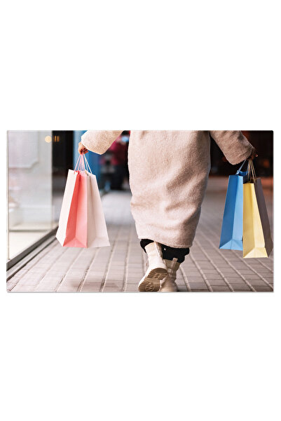 StoryGift Romania Tablou Canvas - Shopping in oras: Femeie cu sacose, strazil...