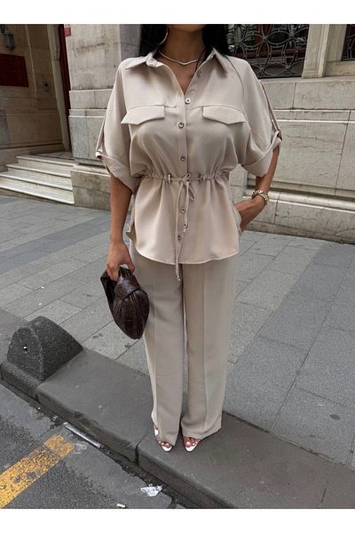 Friday Mood Women's Lacing Detailed Shirt and Pants Set