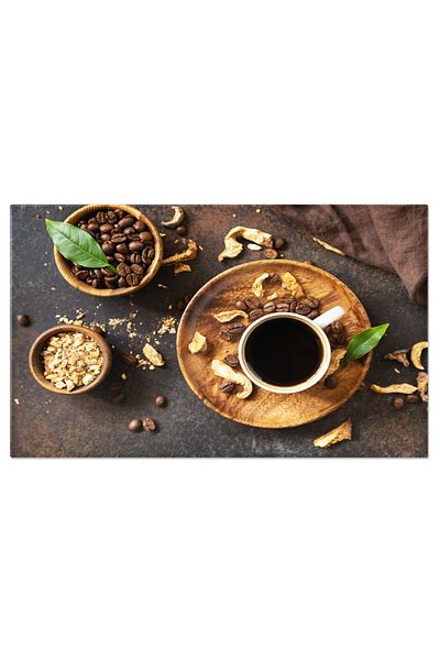 StoryGift Romania Tablou Canvas: Cafea si Ciuperci - Un Deliciu Aromat si Sanatos pentru iubitorii de Ciuperci