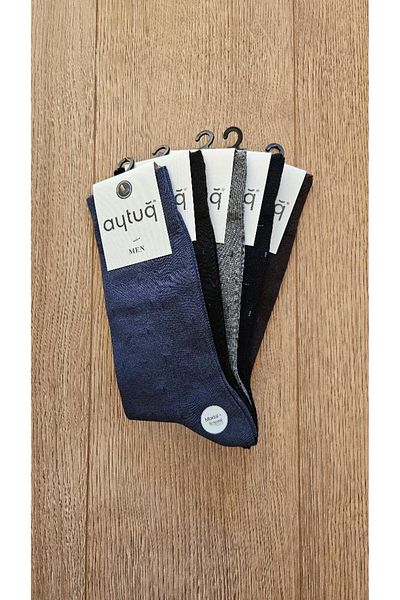 Aytuğ Aytuğ Men's Summer Season 5 Double Modal (Black-White-Navy Blue-Grey-Brown) Socket Socks -13005-5
