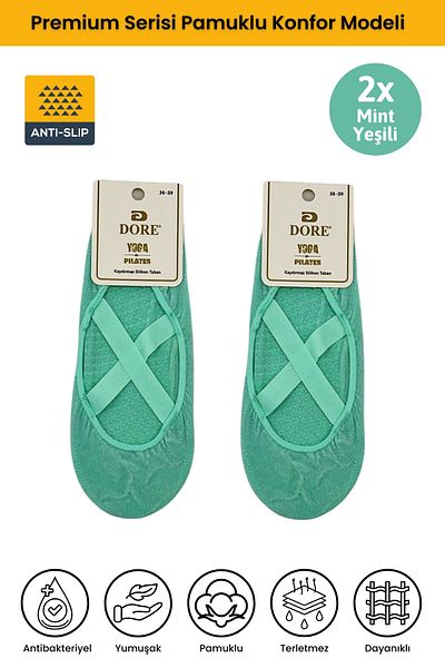 Dore Original Women's 2 Pairs Anti-Slip Sole Pilates Yoga Dance Ballet Plates Anti-Slip Socks - Standard Size