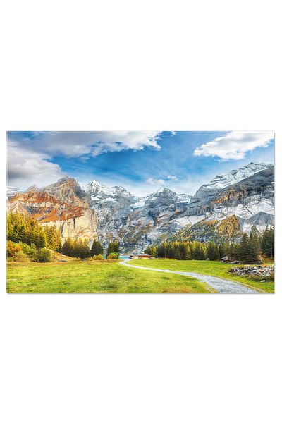 StoryGift Romania Canvas Print Incredible autumn view in the Oeschinen Valley and Lake Bluemlisalp, Swiss, p