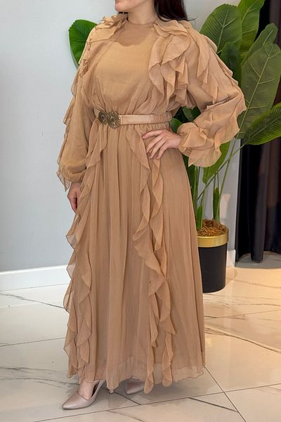 Missemramiss Special Ruffle Dress 4807 Beige
