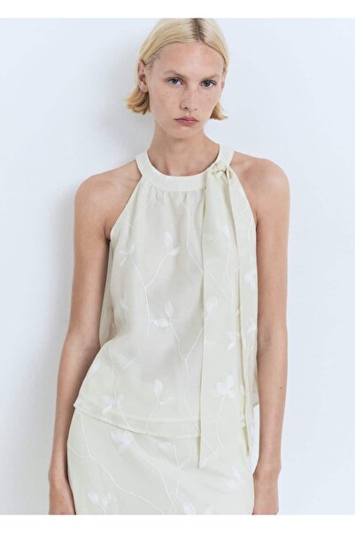 MANGO Woman Düğüm detaylı halter yaka bluz
