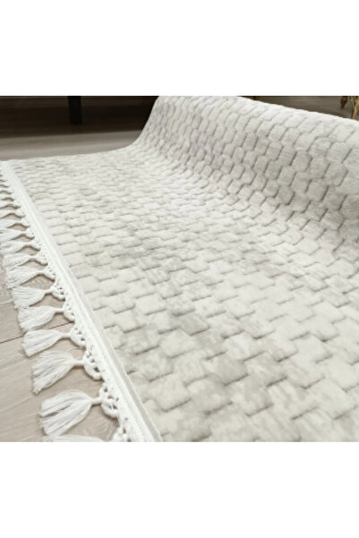 SERİA HALI AKSU BUBBLE Püsküllü Kaymaz Taban Yolluk Koridor Mutfak Halısı Makinede Yıkanabilir