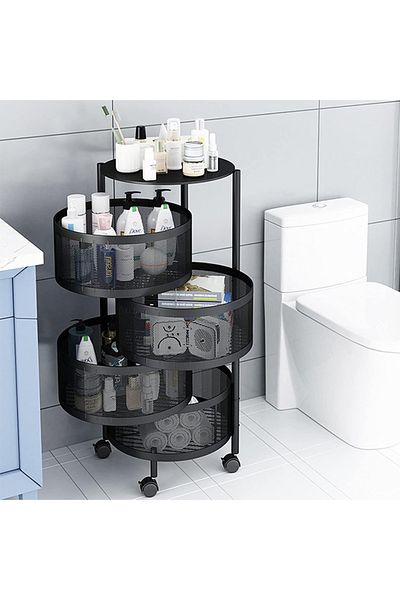 Cady One 4-Tier Revolving Kitchen Organizer, Metal Round Kitchen Storage Rack