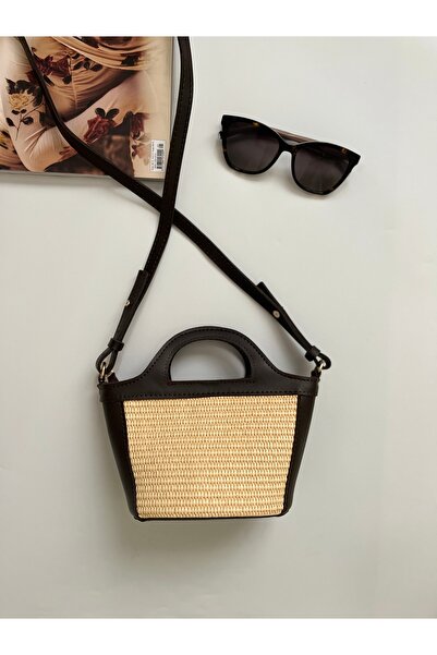 Babydoll Bag Kadın Mini Hasır Ayarlanabilir Çapraz Askılı Çanta (Toz Torbalı)