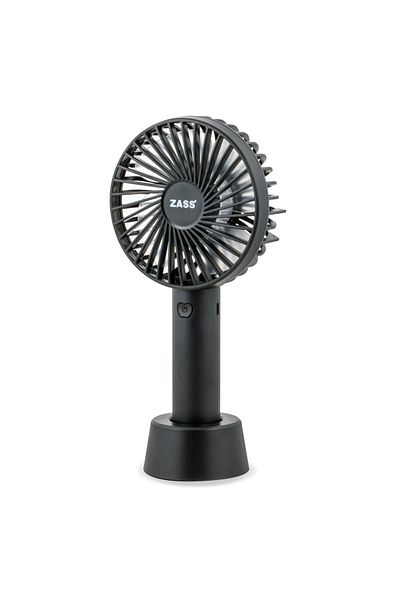 Zass ZPF 02 mini portable fan, 5W power, 3 speed, 1200mAh battery, USB charging 2-6h autonomy, Black