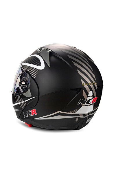 NCR Çene Açılır Kask Vizörlü Monster Mat Siyah Ece Belgeli