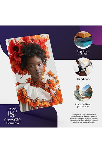 StoryGift Romania Tablou Canvas Armonie Haute Couture Farmec Avangardist Doamna Cu Pălărie Și Volănașe , Pictura
