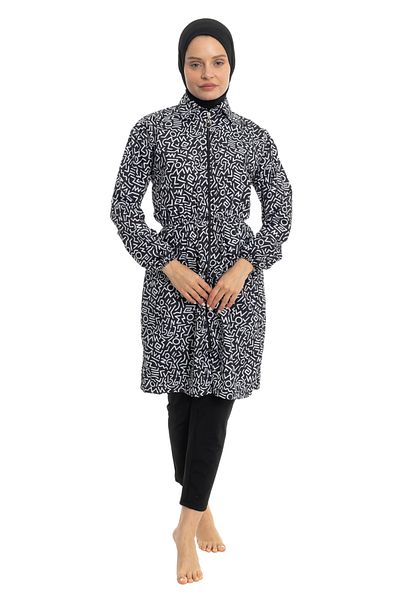 LEOMA Fully Covered Water Repellent Quick Drying Zippered Hijab Swimsuit