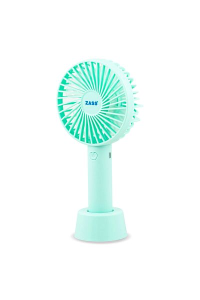 Zass ZPF 02 mini portable fan, 5W power, 3 speed, 1200mAh battery, USB charging, 2-6h autonomy, Blue