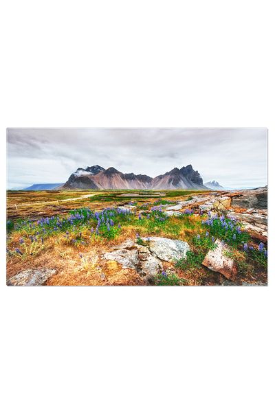 StoryGift Romania Tablou Canvas Peisaje naturale in Islanda: campii verzi si cer senin, destinatie unica