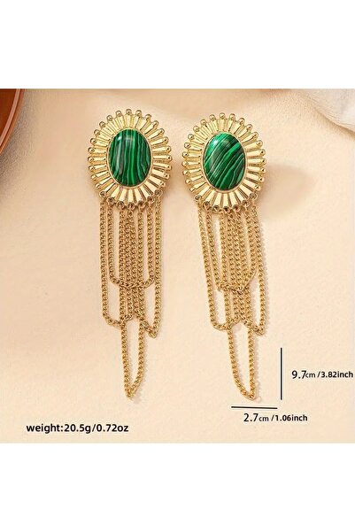 byozanyılmaz YEŞİL TAŞLI TASARIM KÜPE