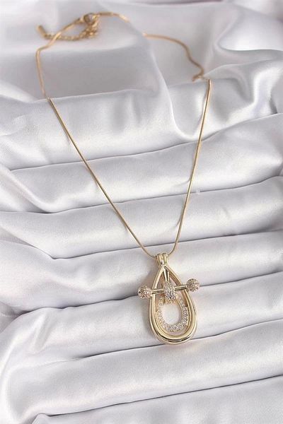 Clariss 316L Steel Gold Color Chain Zircon Stone Vintage Model Women's Necklace