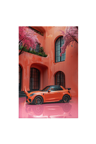 StoryGift Romania Tablou Canvas Podeaua Roz in care se Reflecta Masina Portoc...