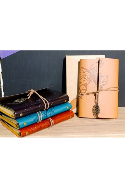 shop Taba renkli vintage eskitme görünümlü,retro deri kapaklı anı seyahat def...