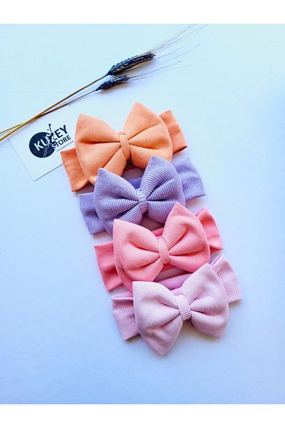 KUZEY STORE Baby Girl 0-3 Years Old Compatible Bandana Set of 4 |   Cotton and Elastic
