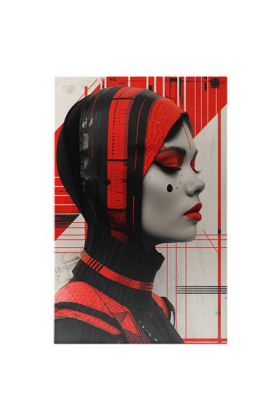 StoryGift Romania Tablou Canvas Arta Feminina, Fata cu Capul Acoperit cu un Machiaj Artistic in Bluza cu Guler N
