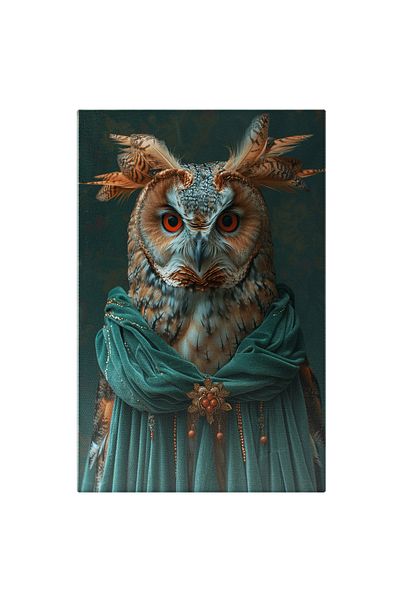 StoryGift Romania Canvas Print Vigilance of Silence Green-Mantled Owl Watching the Forest in the Moonlight, Painting