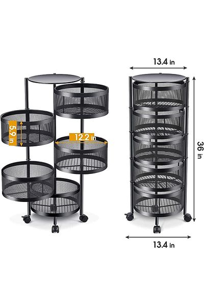 Cady One 5-Tier Revolving Kitchen Organizer, Metal Round Kitchen Storage Rack