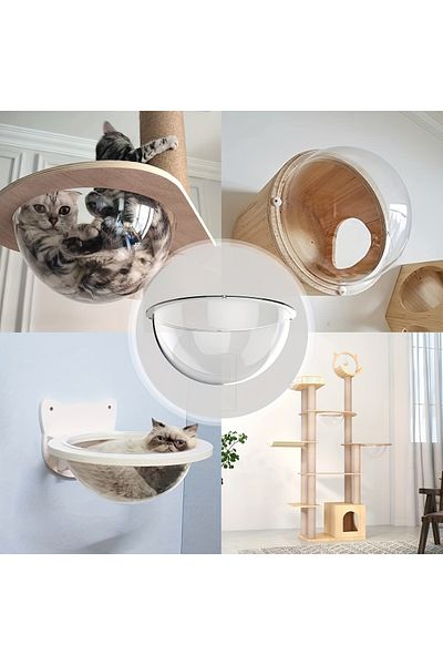 Pleksi Marketi Plexiglass 2 Pieces Cat Window - Transparent Capsule - Pet Nest