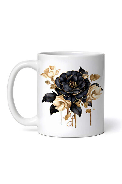 OEM Εξατομικευμένη λευκή κούπα, Black Rose, INOVATIX®. 330ml