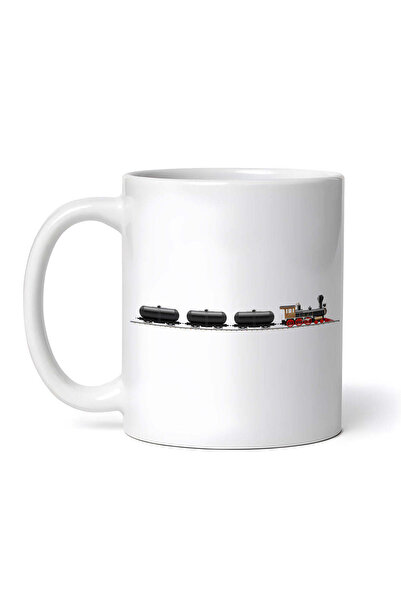 OEM Cană albă personalizată, Tren de marfă cu vagoane negre, INOVATIX®. 330ml