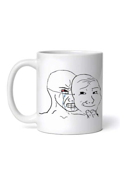 OEM Εξατομικευμένη λευκή κούπα, Wojak crying Meme, INOVATIX®. 330ml
