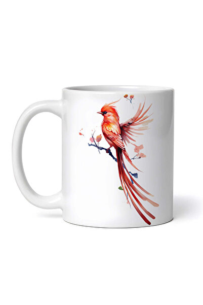 OEM Εξατομικευμένη λευκή κούπα, Cardinal Bird σε Ανθισμένο Κλαδί, INOVATIX®. ...