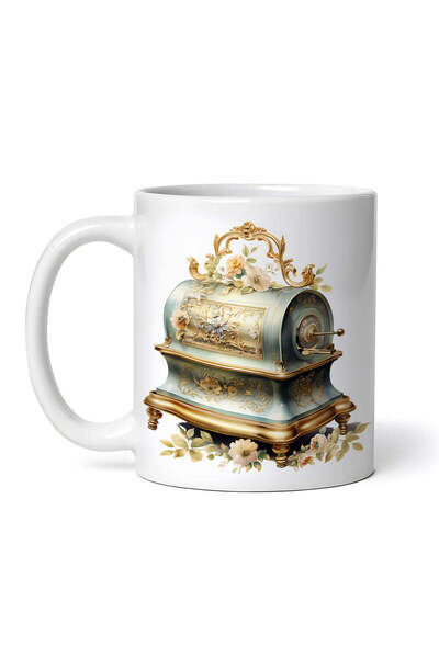 OEM Cană albă personalizată, instrument muzical vintage verde cu auriu, INOVA...