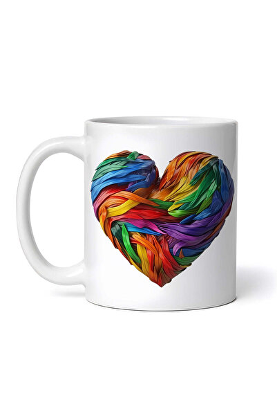 OEM Personalized white mug, Rainbow Heart Petals, INOVATIX®. 330ml